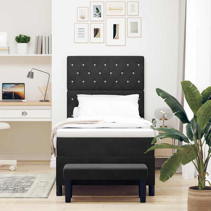 Box spring seng med hovedgærde Sort 200 x 90 cm Fløjl