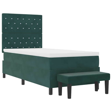 Box spring seng med hovedgærde Mørkegrøn 200 x 90 cm Fløjl