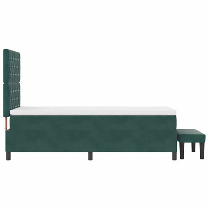 Box spring seng med hovedgærde Mørkegrøn 200 x 90 cm Fløjl