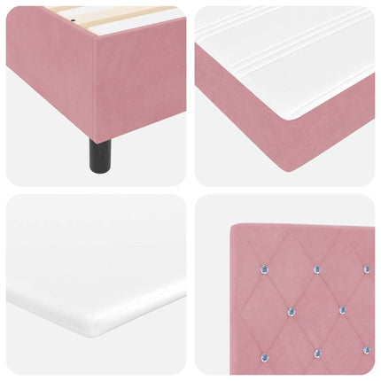 Box spring seng med hovedgærde Lyserød 200 x 90 cm Fløjl