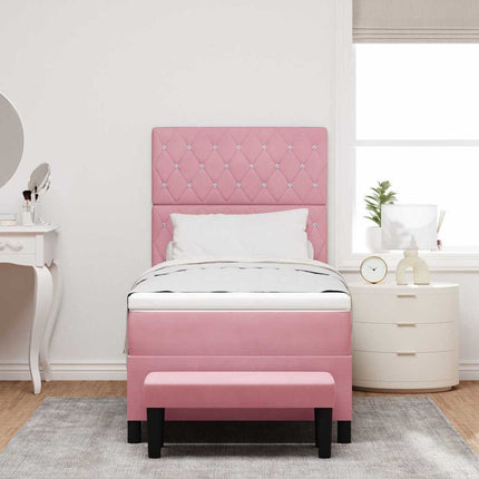 Box spring seng med hovedgærde Lyserød 200 x 90 cm Fløjl