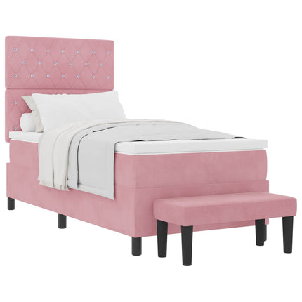 Box spring seng med hovedgærde Lyserød 200 x 90 cm Fløjl