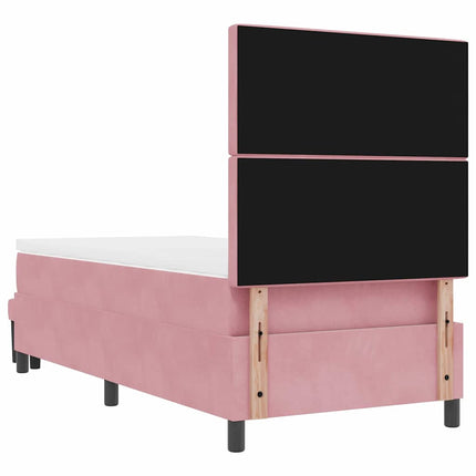 Box spring seng med hovedgærde Lyserød 200 x 90 cm Fløjl