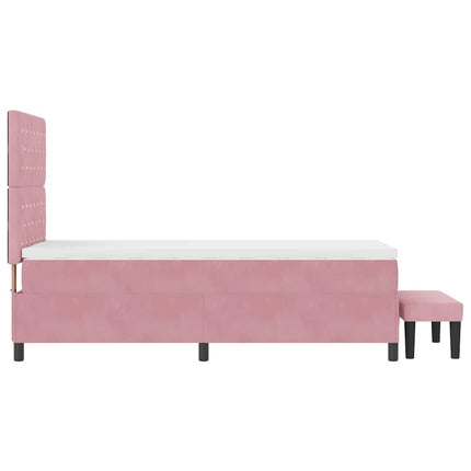 Box spring seng med hovedgærde Lyserød 200 x 90 cm Fløjl