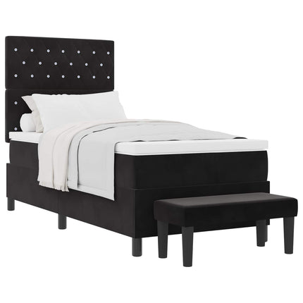 Box spring seng med pude med hovedgærde Sort 200 x 100 cm Fløjl