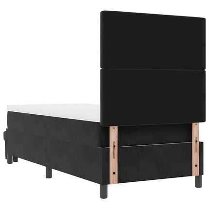 Box spring seng med pude med hovedgærde Sort 200 x 100 cm Fløjl