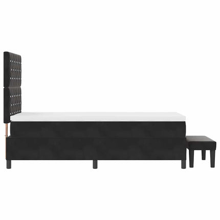 Box spring seng med pude med hovedgærde Sort 200 x 100 cm Fløjl