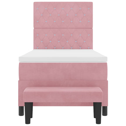Box spring seng med hovedgærde Lyserød 200 x 100 cm Fløjl