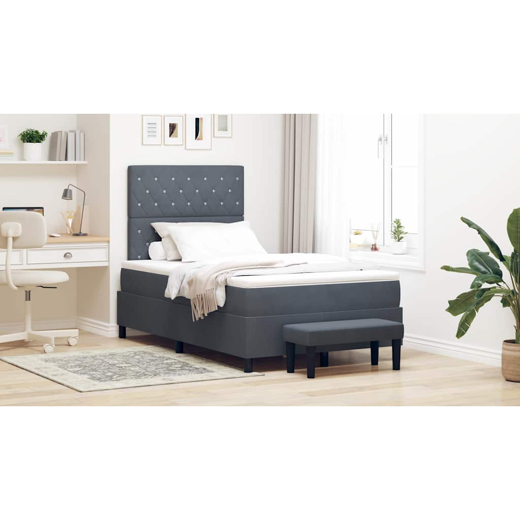 Box spring seng med hovedgrde Mrkegr 190 x 120 cm Fljl