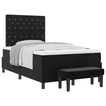 Box spring seng med pude med hovedgærde Sort 190 x 120 cm Fløjl