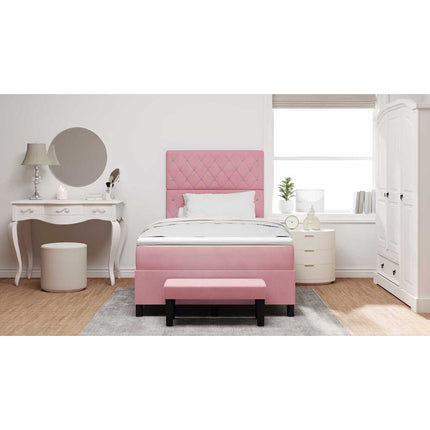 Box spring seng med hovedgærde Lyserød 190 x 120 cm Fløjl