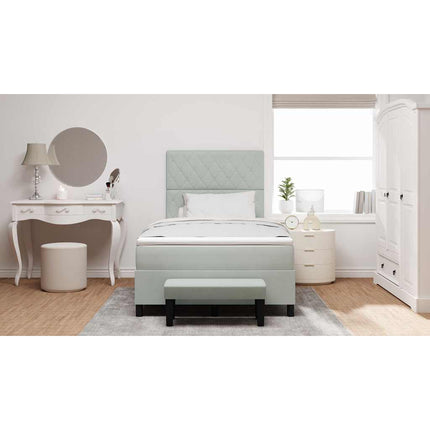 Box spring seng med hovedgærde Lysegrå 200 x 120 cm Fløjl
