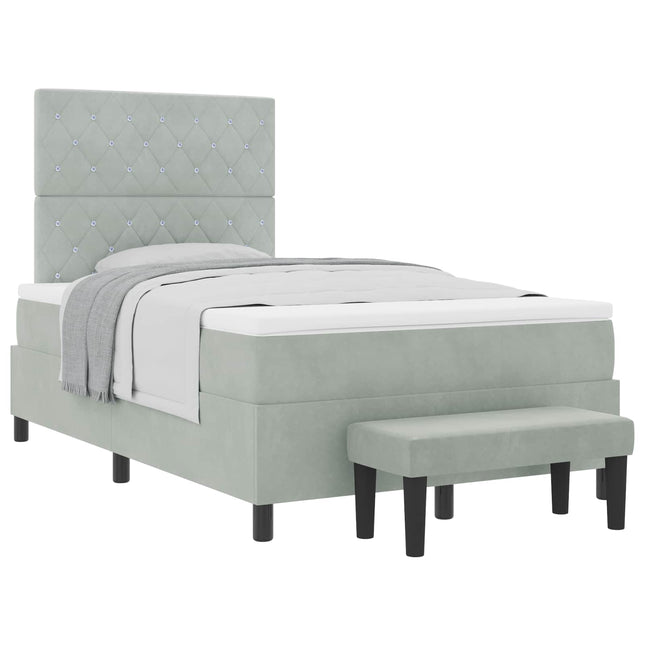 Box spring seng med hovedgærde Lysegrå 200 x 120 cm Fløjl