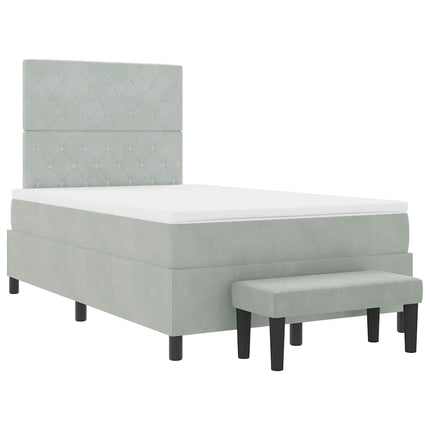 Box spring seng med hovedgærde Lysegrå 200 x 120 cm Fløjl