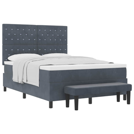 Box spring seng med hovedgærde Mørkegrå 190 x 140 cm Fløjl
