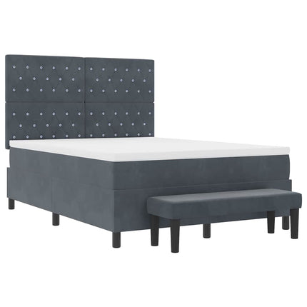 Box spring seng med hovedgærde Mørkegrå 190 x 140 cm Fløjl