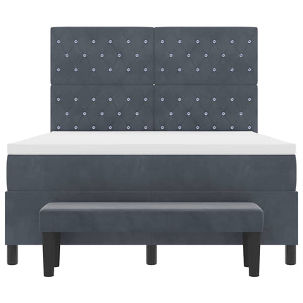Box spring seng med hovedgærde Mørkegrå 190 x 140 cm Fløjl