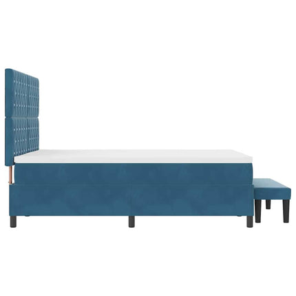 Box spring seng med hovedgærde Mørkeblå 190 x 140 cm Fløjl