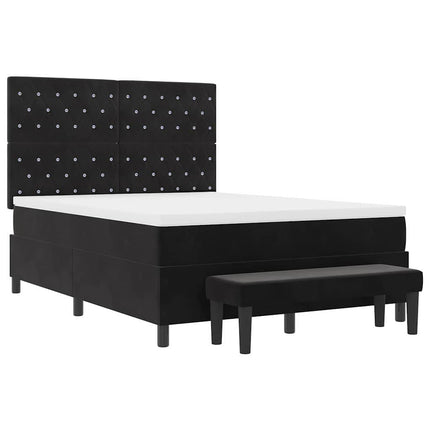 Box spring seng med hovedgærde Sort 200 x 140 cm Fløjl