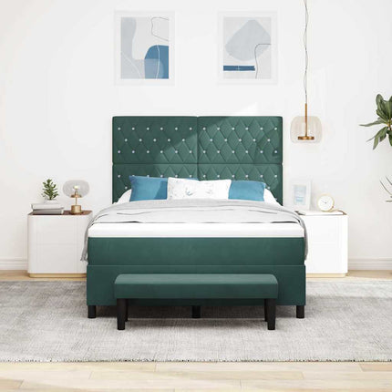 Box spring seng med hovedgærde Mørkegrøn 200 x 140 cm Fløjl