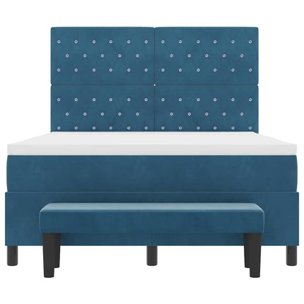 Box spring seng med pude Mørkeblå 200 x 140 cm Fløjl