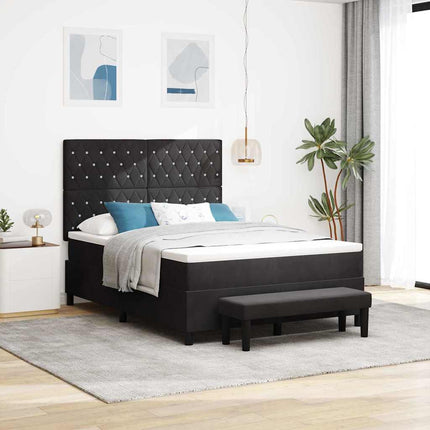Box spring seng med hovedgærde Sort 200 x 160 cm Fløjl