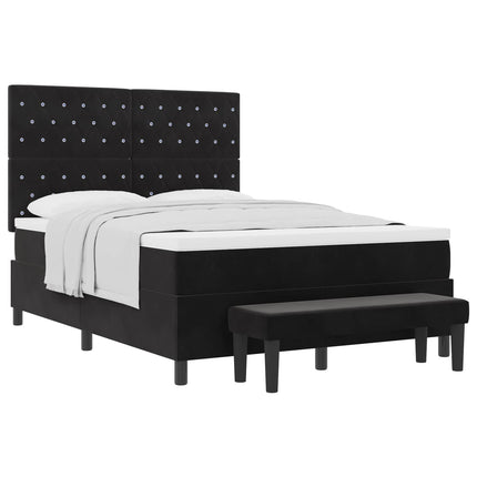Box spring seng med hovedgærde Sort 200 x 160 cm Fløjl
