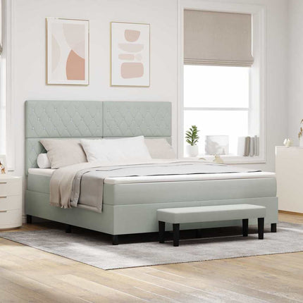 Box spring seng med hovedgærde Lysegrå 200 x 180 cm Fløjl