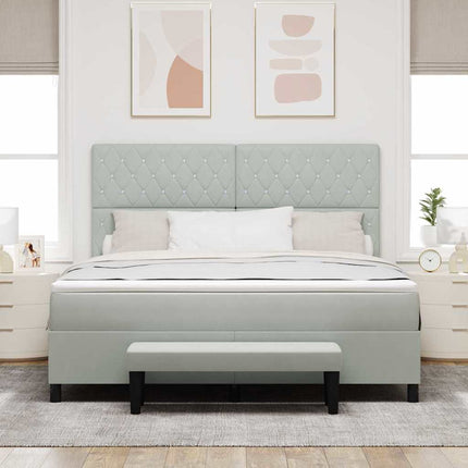 Box spring seng med hovedgærde Lysegrå 200 x 180 cm Fløjl