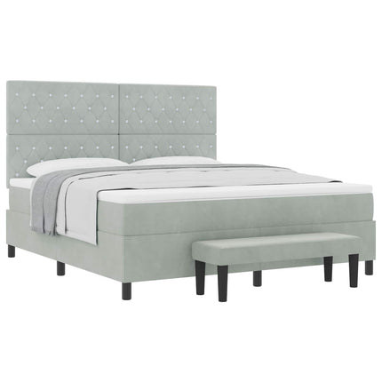 Box spring seng med hovedgærde Lysegrå 200 x 180 cm Fløjl