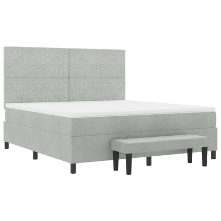 Box spring seng med hovedgærde Lysegrå 200 x 180 cm Fløjl