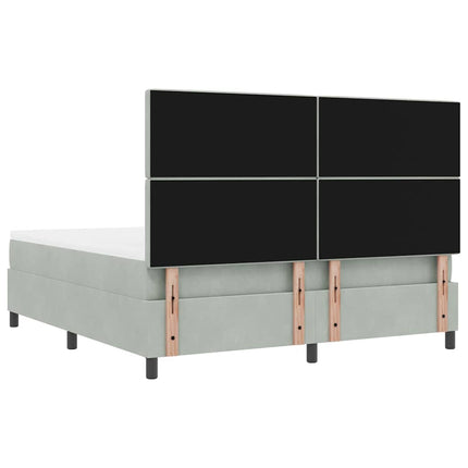 Box spring seng med hovedgærde Lysegrå 200 x 180 cm Fløjl