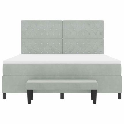 Box spring seng med hovedgærde Lysegrå 200 x 180 cm Fløjl