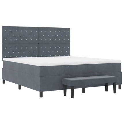 Box spring seng med hovedgærde Mørkegrå 200 x 180 cm Fløjl