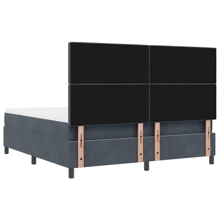 Box spring seng med hovedgærde Mørkegrå 200 x 180 cm Fløjl