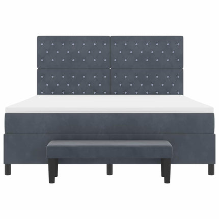 Box spring seng med hovedgærde Mørkegrå 200 x 180 cm Fløjl
