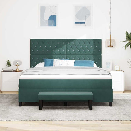 Box spring seng med hovedgærde Mørkegrøn 200 x 180 cm Fløjl