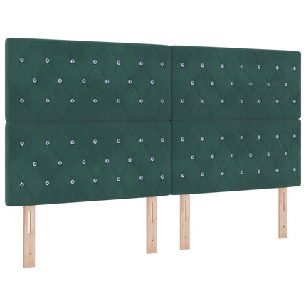 Box spring seng med hovedgærde Mørkegrøn 200 x 180 cm Fløjl