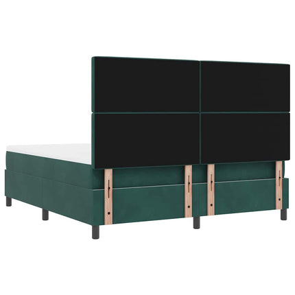 Box spring seng med hovedgærde Mørkegrøn 200 x 180 cm Fløjl