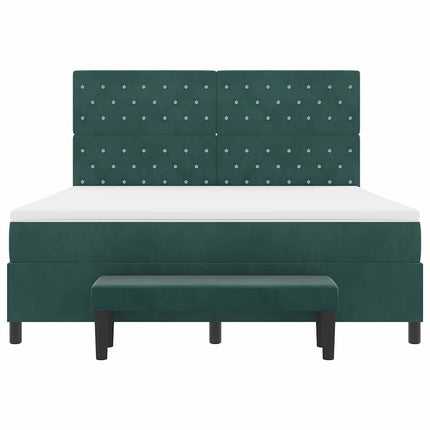 Box spring seng med hovedgærde Mørkegrøn 200 x 180 cm Fløjl