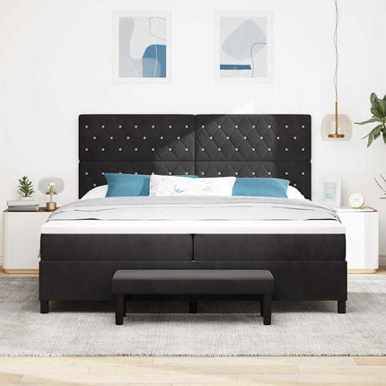 Box spring seng med madras Sort 200 x 200 cm Fløjl