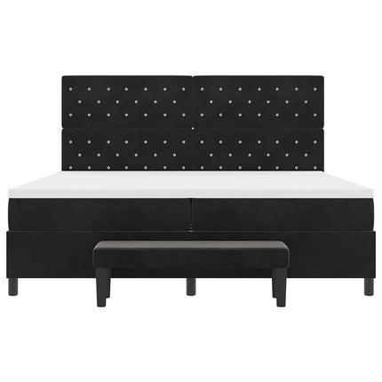 Box spring seng med madras Sort 200 x 200 cm Fløjl