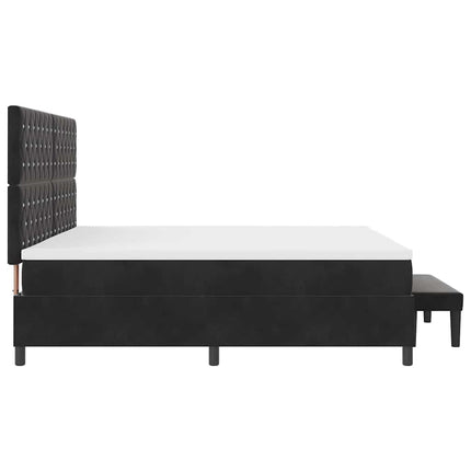 Box spring seng med madras Sort 200 x 200 cm Fløjl