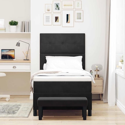 Box spring seng med hovedgærde Sort 200 x 80 cm Fløjl