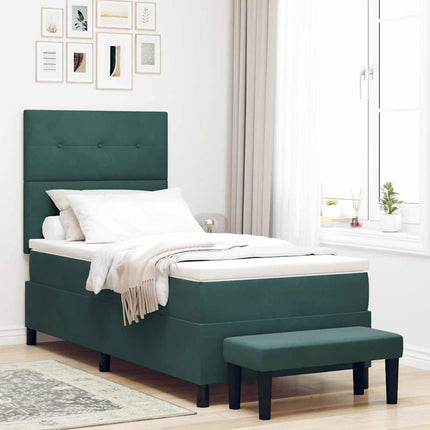 Box spring seng med pude Mørkegrøn 200 x 80 cm Fløjl