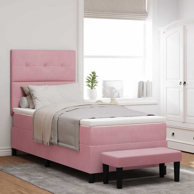 Box spring seng med pude Lyserød 190 x 90 cm Fløjl