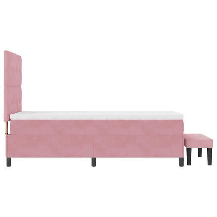 Box spring seng med pude Lyserød 190 x 90 cm Fløjl