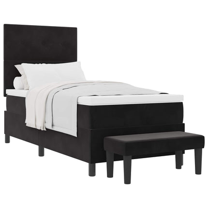 Box spring seng med pude med hovedgærde Sort 200 x 90 cm Fløjl