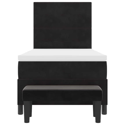 Box spring seng med pude med hovedgærde Sort 200 x 90 cm Fløjl