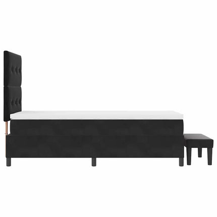 Box spring seng med pude med hovedgærde Sort 200 x 90 cm Fløjl